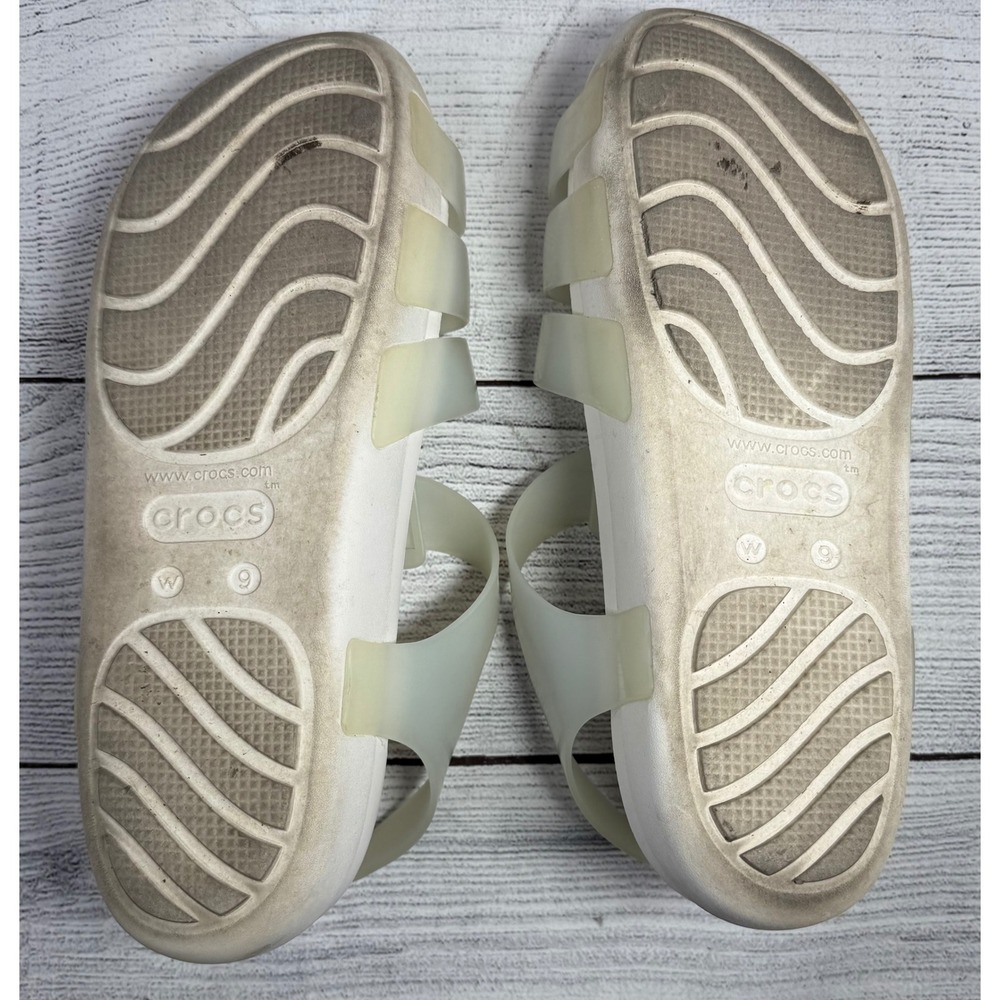 Crocs Splash Glossy Fisherman Women's Sandals Shoes Size 9 White Platform - Picture 6 of 7
